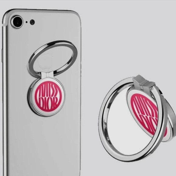 Dior Silver and Pink Phone Ring Holder - Picture 1 of 6